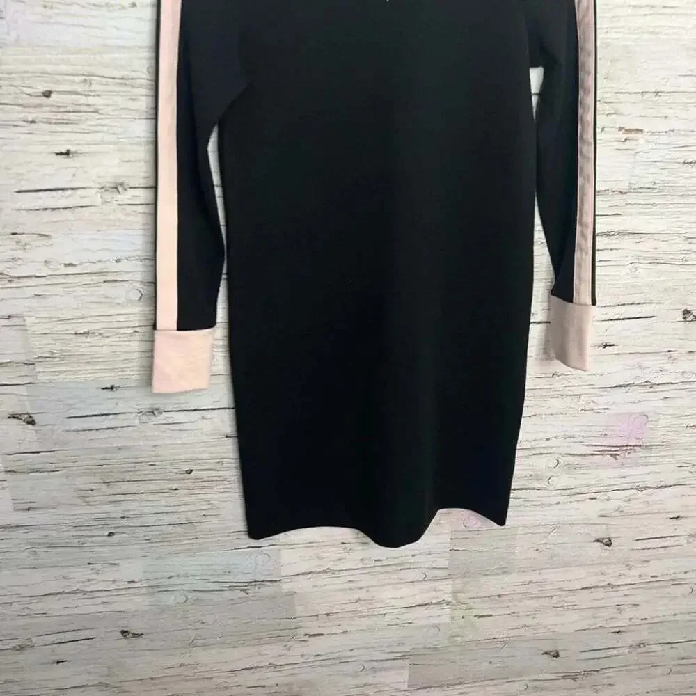J crew size 0 long sleeve  pink black wool blend dress